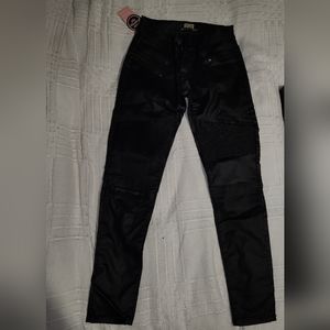 Black faux leather jeans